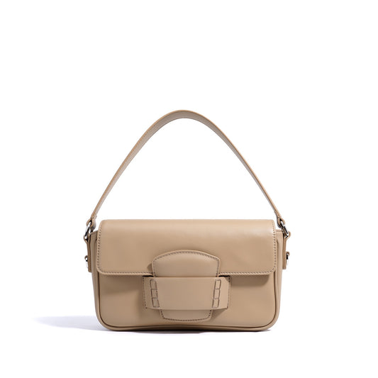 Women’s Genuine Leather Small Square Shoulder Bag – Minimalist Flap Crossbody