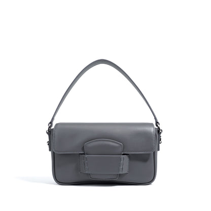 Women’s Genuine Leather Small Square Shoulder Bag – Minimalist Flap Crossbody