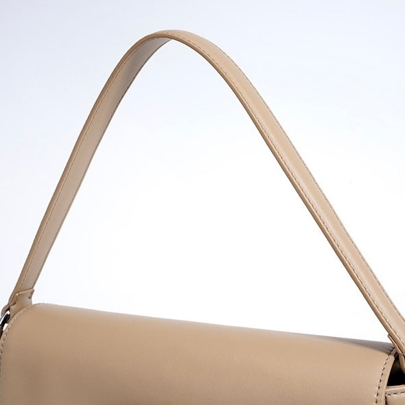 Women’s Genuine Leather Small Square Shoulder Bag – Minimalist Flap Crossbody