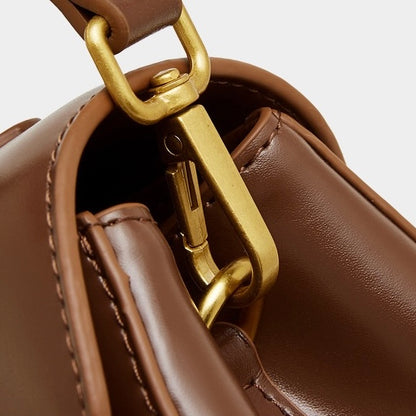 Women's Genuine Leather Top-Handle Bag with Signature Gilded Lock Closure