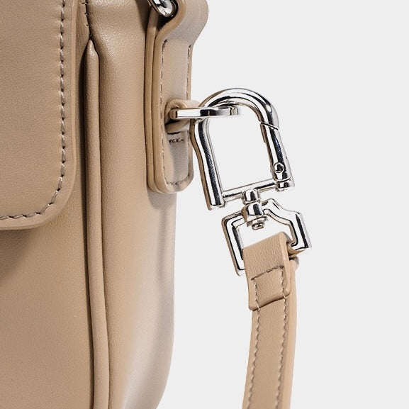 Women’s Genuine Leather Small Square Shoulder Bag – Minimalist Flap Crossbody