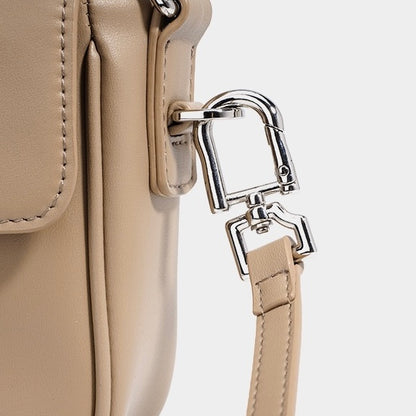 Women’s Genuine Leather Small Square Shoulder Bag – Minimalist Flap Crossbody