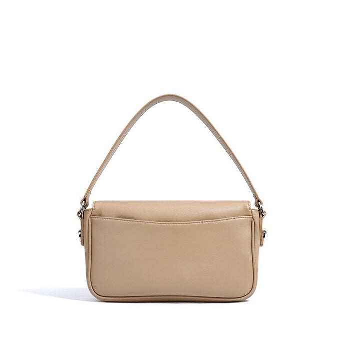 Women’s Genuine Leather Small Square Shoulder Bag – Minimalist Flap Crossbody