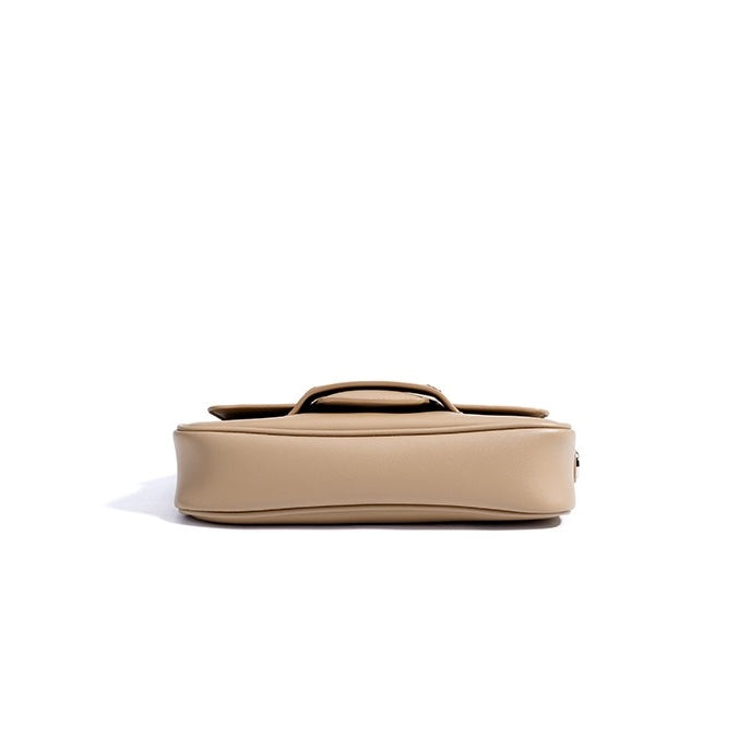 Women’s Genuine Leather Small Square Shoulder Bag – Minimalist Flap Crossbody
