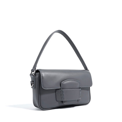 Women’s Genuine Leather Small Square Shoulder Bag – Minimalist Flap Crossbody