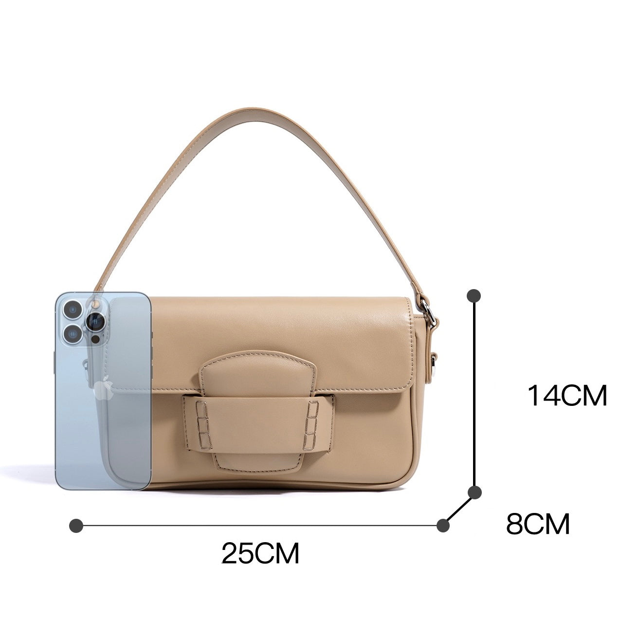 Women’s Genuine Leather Small Square Shoulder Bag – Minimalist Flap Crossbody