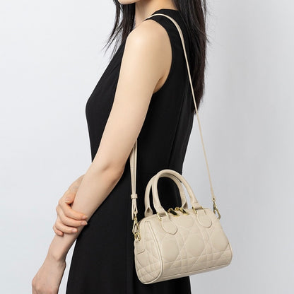 Damen-Boston-Clutch aus echtem Leder, gesteppt