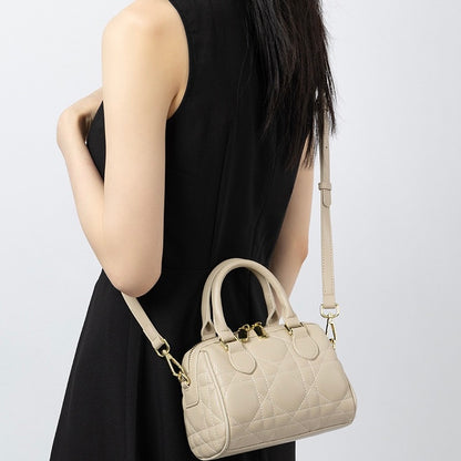 Damen-Boston-Clutch aus echtem Leder, gesteppt