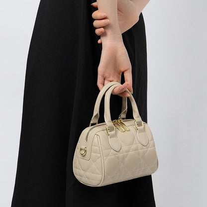 Damen-Boston-Clutch aus echtem Leder, gesteppt