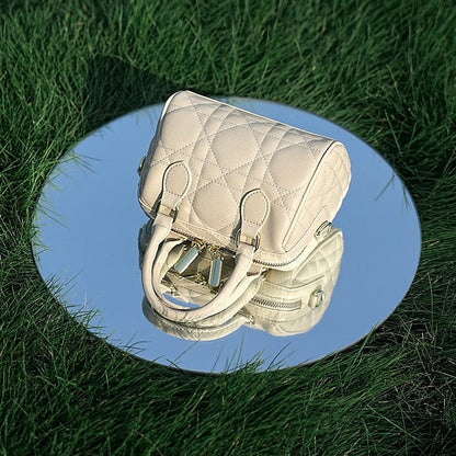 Damen-Boston-Clutch aus echtem Leder, gesteppt