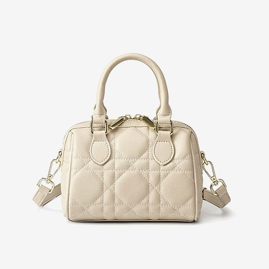 Damen-Boston-Clutch aus echtem Leder, gesteppt