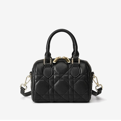Damen-Boston-Clutch aus echtem Leder, gesteppt