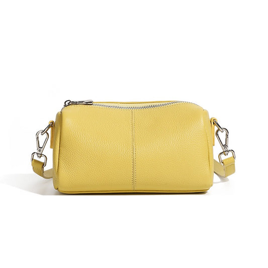 Damen-Clutch aus weichem Rindsleder mit Top-Grain-Muster, zylinderförmig