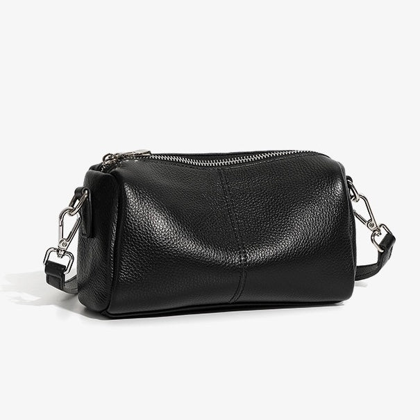 Damen-Clutch aus weichem Rindsleder mit Top-Grain-Muster, zylinderförmig