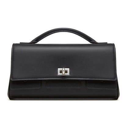 Damen-Schulterhandtasche aus echtem Leder mit Schlossverschluss