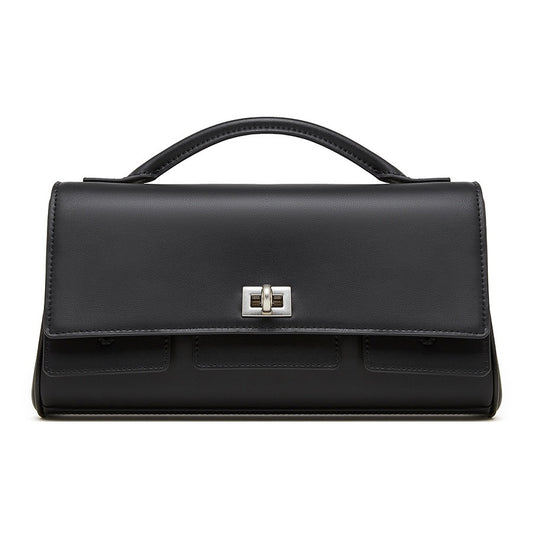 Damen-Schulterhandtasche aus echtem Leder mit Schlossverschluss