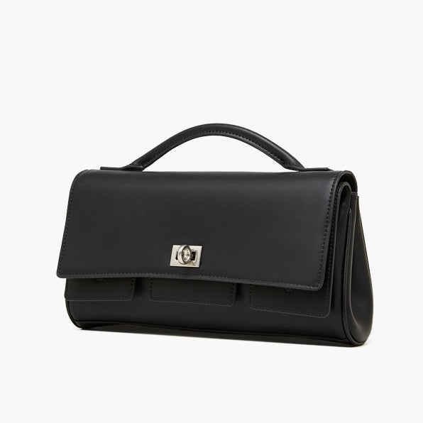 Damen-Schulterhandtasche aus echtem Leder mit Schlossverschluss