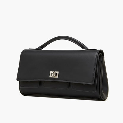 Damen-Schulterhandtasche aus echtem Leder mit Schlossverschluss