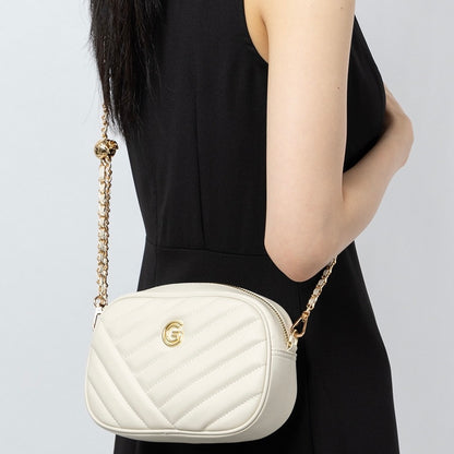 Runde Retro-Tasche aus echtem Leder für Damen