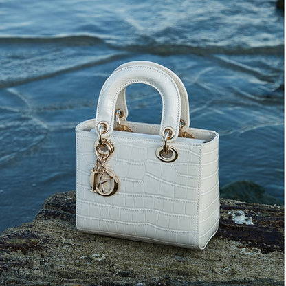 Women's Luxury Croc-Embossed Genuine Leather Top-Handle Bag