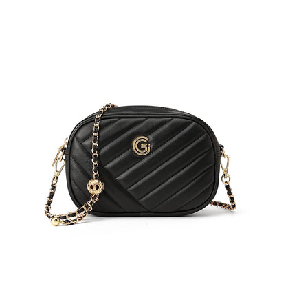 Runde Retro-Tasche aus echtem Leder für Damen