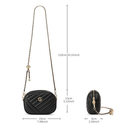 Runde Retro-Tasche aus echtem Leder für Damen