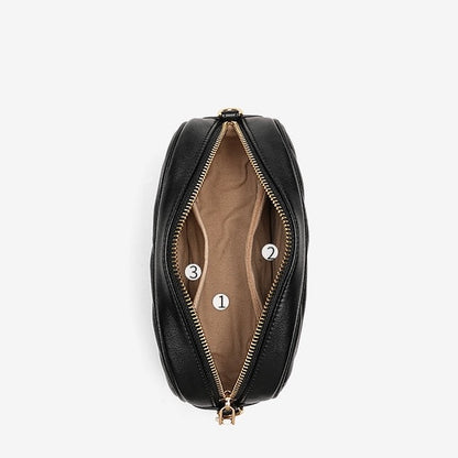 Runde Retro-Tasche aus echtem Leder für Damen