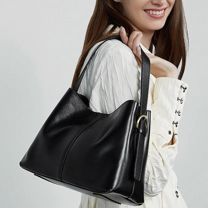 Große Umhängetasche aus echtem Leder für Damen – pflanzlich gegerbte Commuter Crossbody
