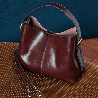 Große Umhängetasche aus echtem Leder für Damen – pflanzlich gegerbte Commuter Crossbody
