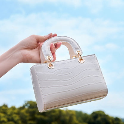 Elegante Damenhandtasche aus echtem Leder mit Henkel – Klassischer Stil mit Krokodilprägung