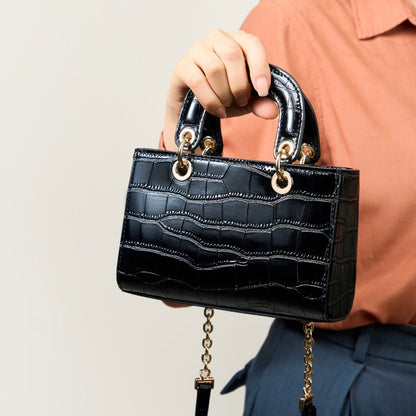 Elegante Damenhandtasche aus echtem Leder mit Henkel – Klassischer Stil mit Krokodilprägung