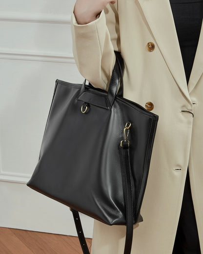 Bolso Tote de Cuero Avellana Atemporal para Mujer con Accesorios Metálicos