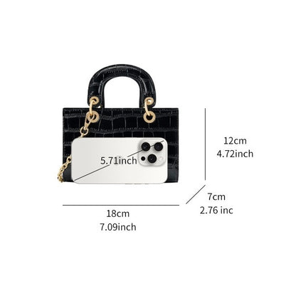 Elegante Damenhandtasche aus echtem Leder mit Henkel – Klassischer Stil mit Krokodilprägung