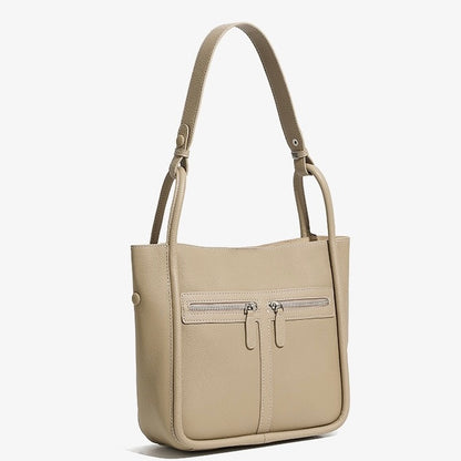 Nischen-Luxustasche aus genarbtem Leder für Damen – Doppelreißverschluss-Design mit herausnehmbarem Innenfutter