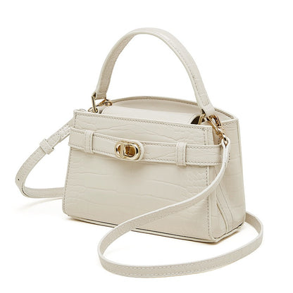 Croc-Embossed Leather Top-Handle Bag with Signature Gilded Hardware