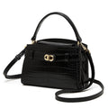 Croc-Embossed Leather Top-Handle Bag with Signature Gilded Hardware