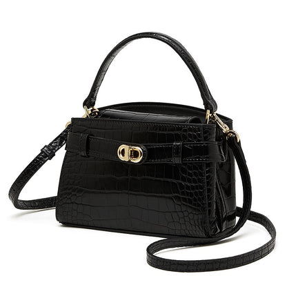 Croc-Embossed Leather Top-Handle Bag with Signature Gilded Hardware