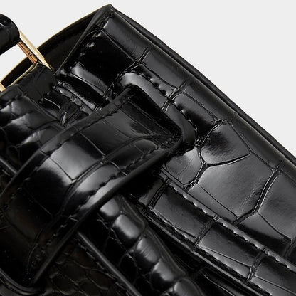 Croc-Embossed Leather Top-Handle Bag with Signature Gilded Hardware