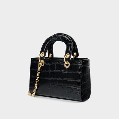 Elegante Damenhandtasche aus echtem Leder mit Henkel – Klassischer Stil mit Krokodilprägung