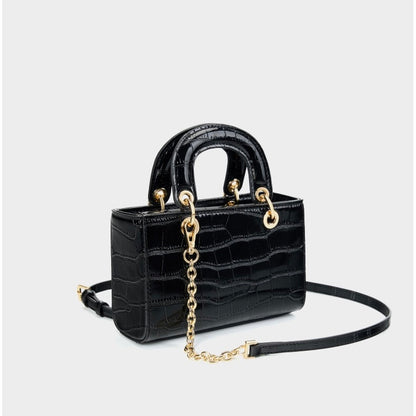 Elegante Damenhandtasche aus echtem Leder mit Henkel – Klassischer Stil mit Krokodilprägung