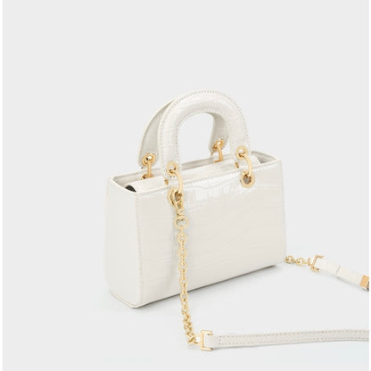Elegante Damenhandtasche aus echtem Leder mit Henkel – Klassischer Stil mit Krokodilprägung