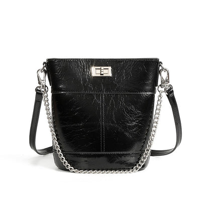 Luxuriöse Bucket Bag aus gewachstem Top-Grain-Leder für Damen