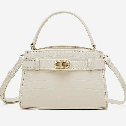 Croc-Embossed Leather Top-Handle Bag with Signature Gilded Hardware