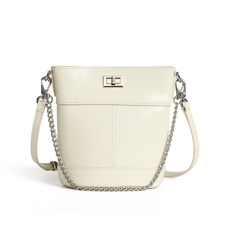 Luxuriöse Bucket Bag aus gewachstem Top-Grain-Leder für Damen
