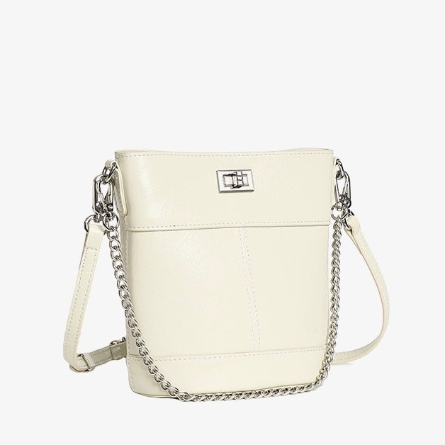 Luxuriöse Bucket Bag aus gewachstem Top-Grain-Leder für Damen