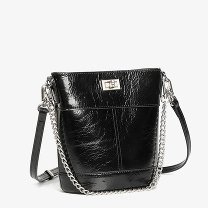 Luxuriöse Bucket Bag aus gewachstem Top-Grain-Leder für Damen