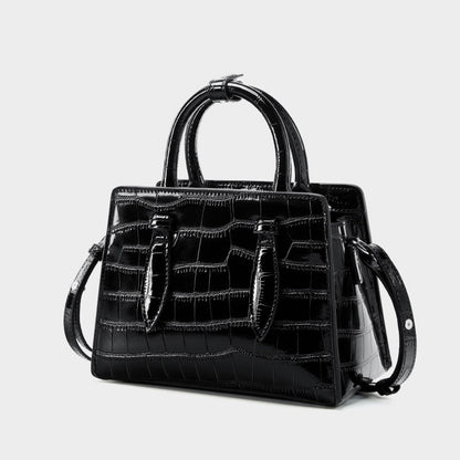 Damen-Umhängetasche aus echtem Leder mit Henkel – quadratische Crossbody-Tasche mit französischer Alligator-Textur