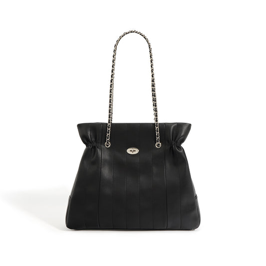 Minimalistische Umhängetasche aus echtem Leder für Damen mit großer Kapazität und Kette