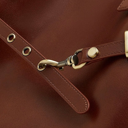 Genuine Leather Casual Tote – Large Capacity with Signature Lock Closure