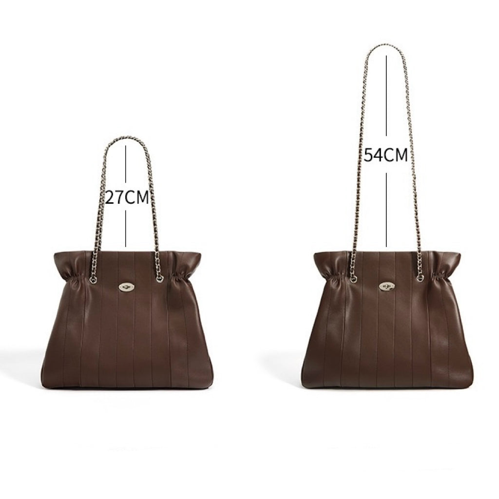 Minimalistische Umhängetasche aus echtem Leder für Damen mit großer Kapazität und Kette